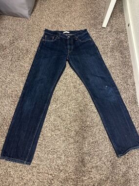 Uniqlo Selvedge Classic Men's Dark Blue Straight-Leg Jeans
